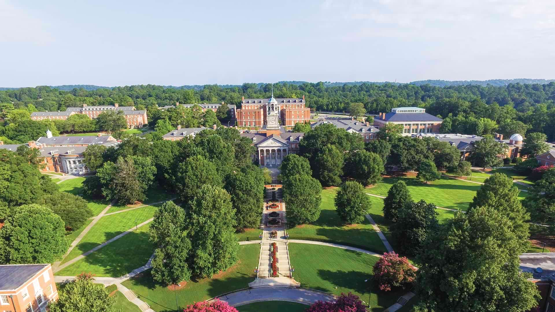 aerial view of campus looking north